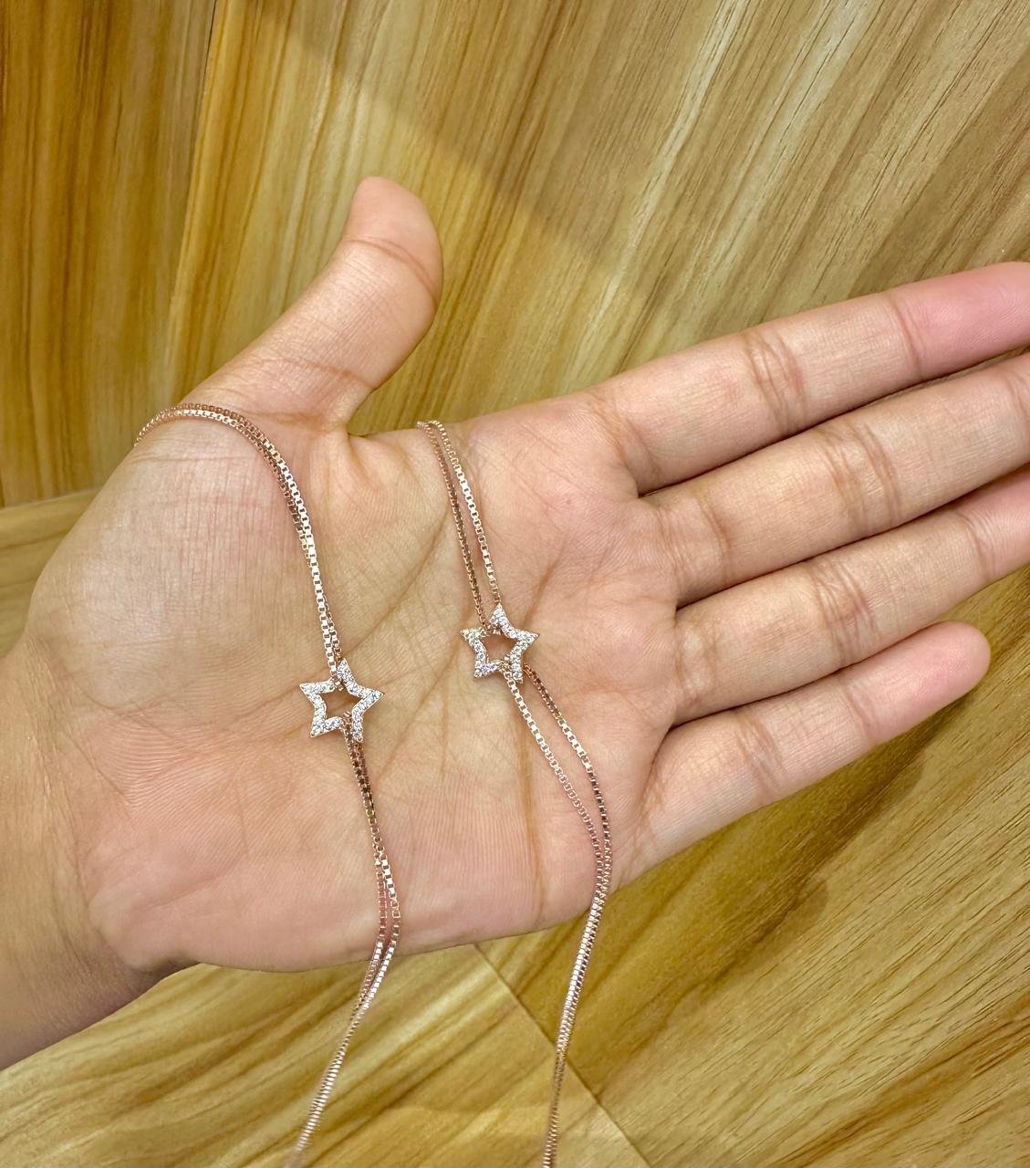 92.5 silver rose gold plated start adjustable anklets