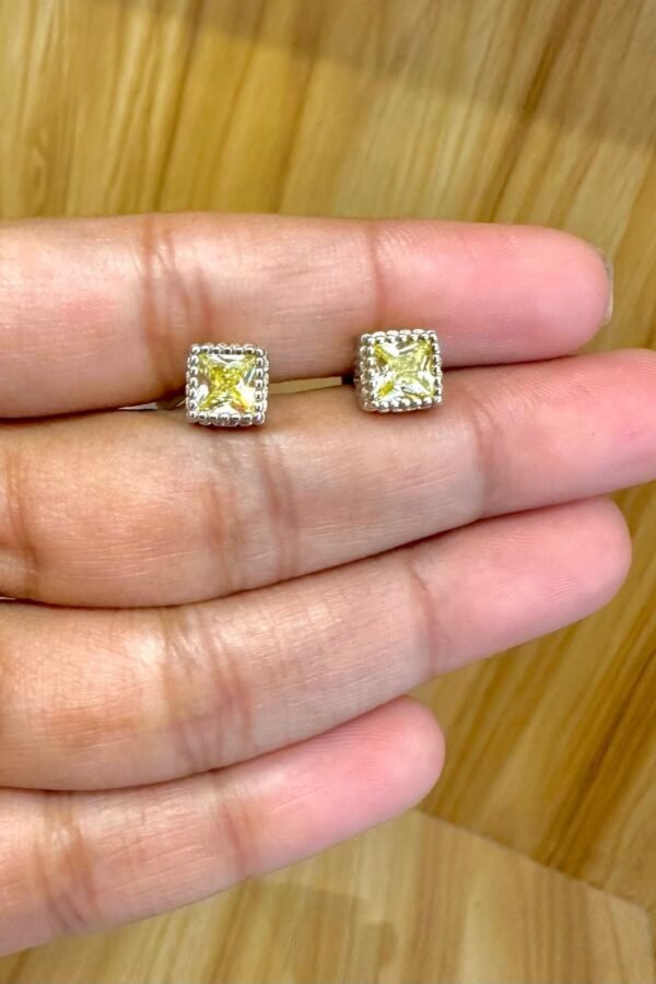 92.5 Silver square Pastel green Stoned stud - South screw