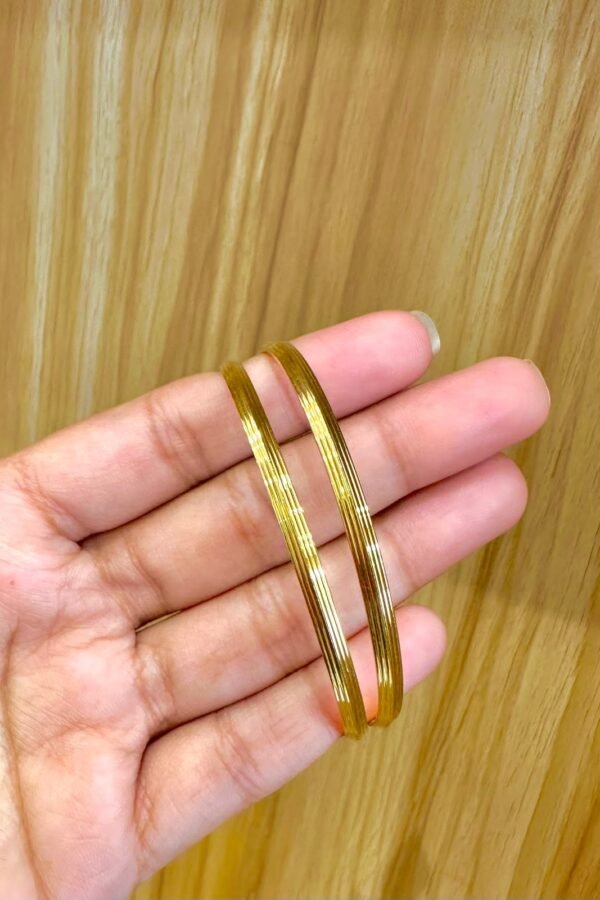 Silver gold plated lined bangles