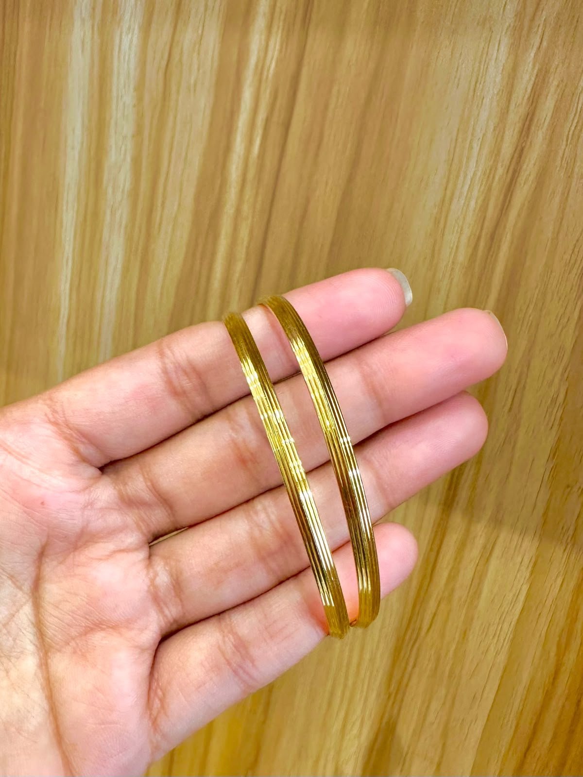 Silver gold plated lined bangles