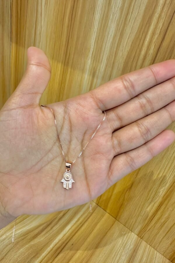 92.5 silver rose gold evil eye hand pendant