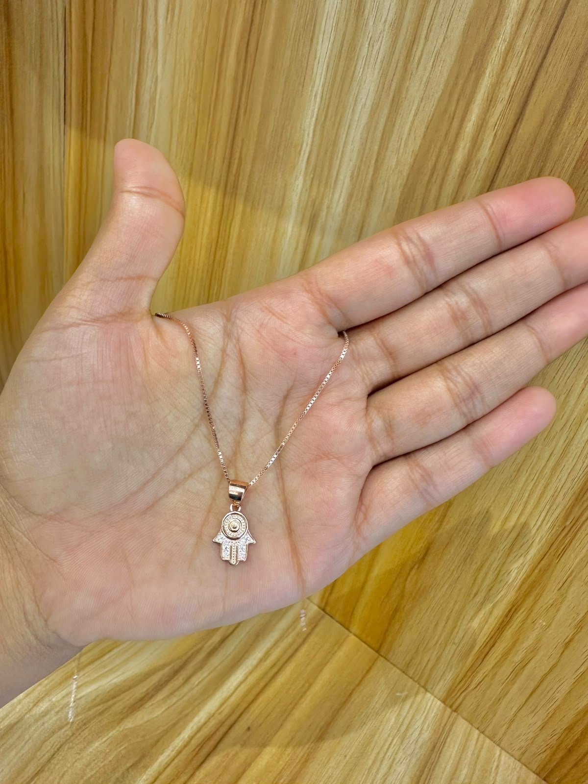 92.5 silver rose gold evil eye hand pendant