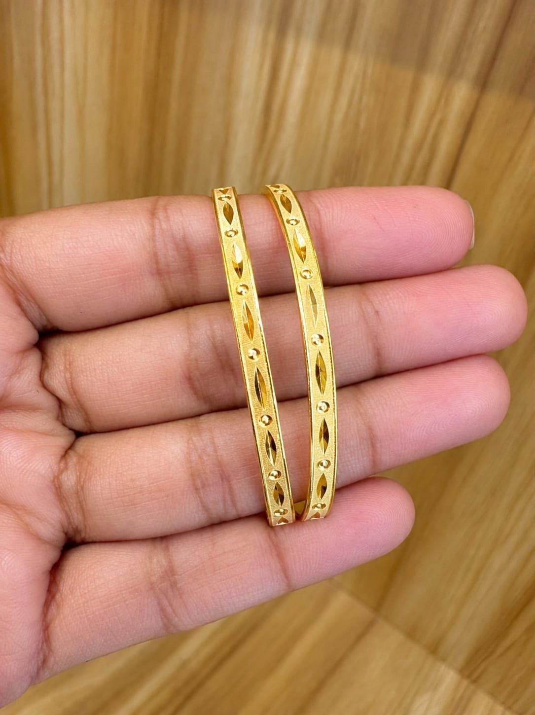 Silver gold plated engraved bangles