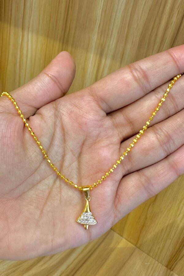 92.5 silver Gold plated Bell Pendant chain