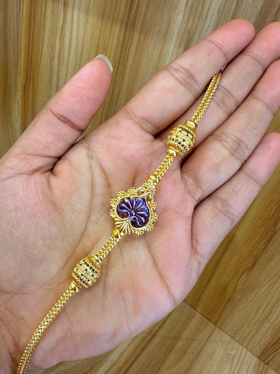 92.5 Silver Gold plated floral enamel Mugappu chain