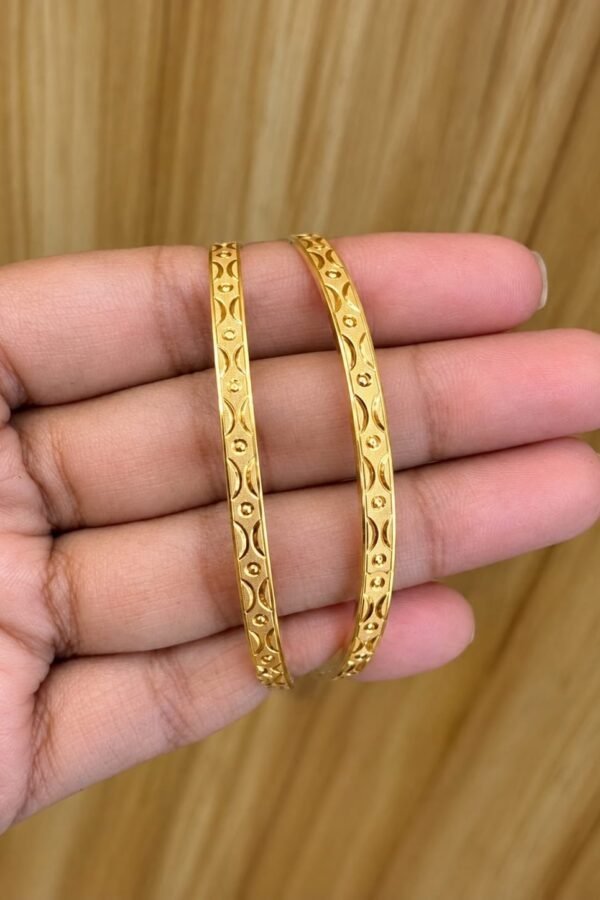 Silver gold plated engraved bangles