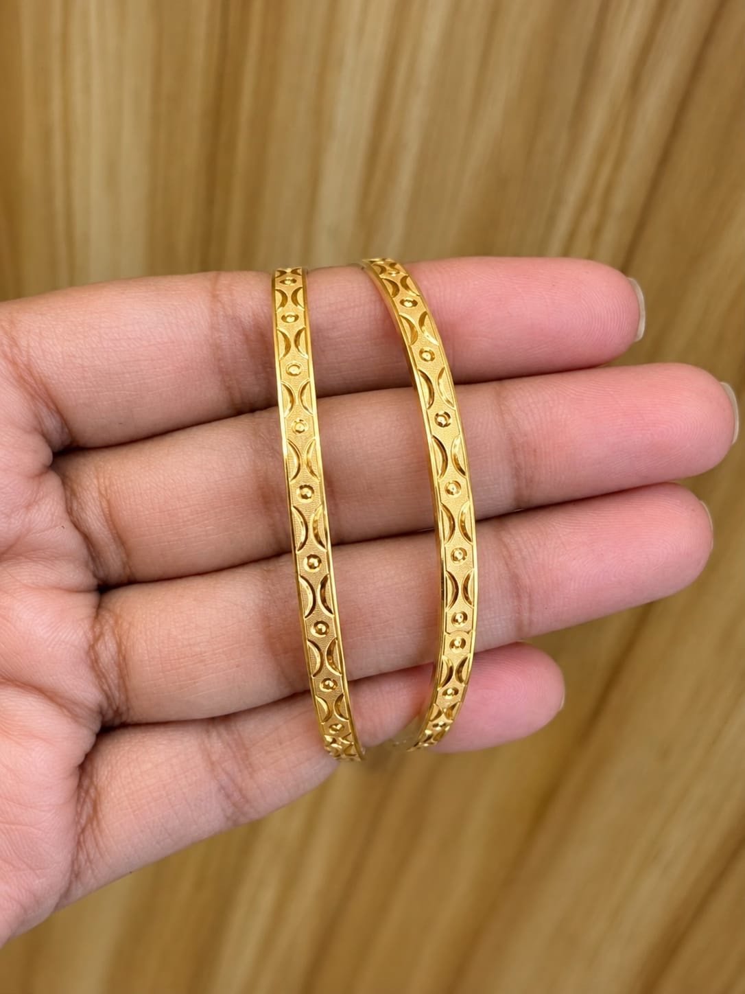 Silver gold plated engraved bangles
