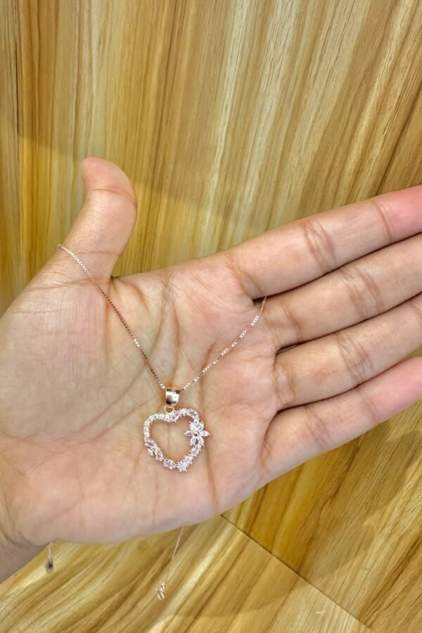 92.5 silver rose gold heart chain