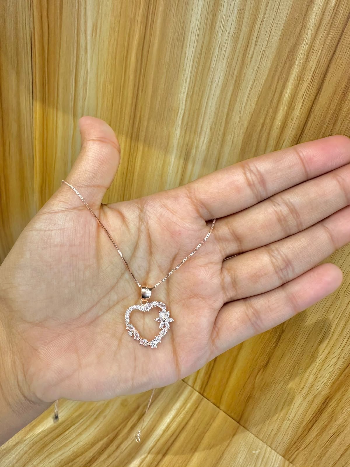 92.5 silver rose gold heart chain