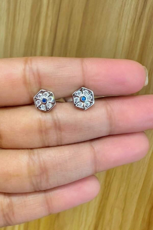 92.5 Silver CZ Hexagonal Target Studs - South screw