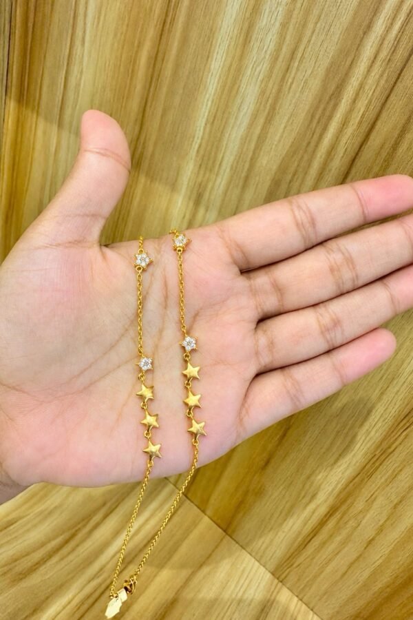 92.5 silver gold plated star adjustable anklets
