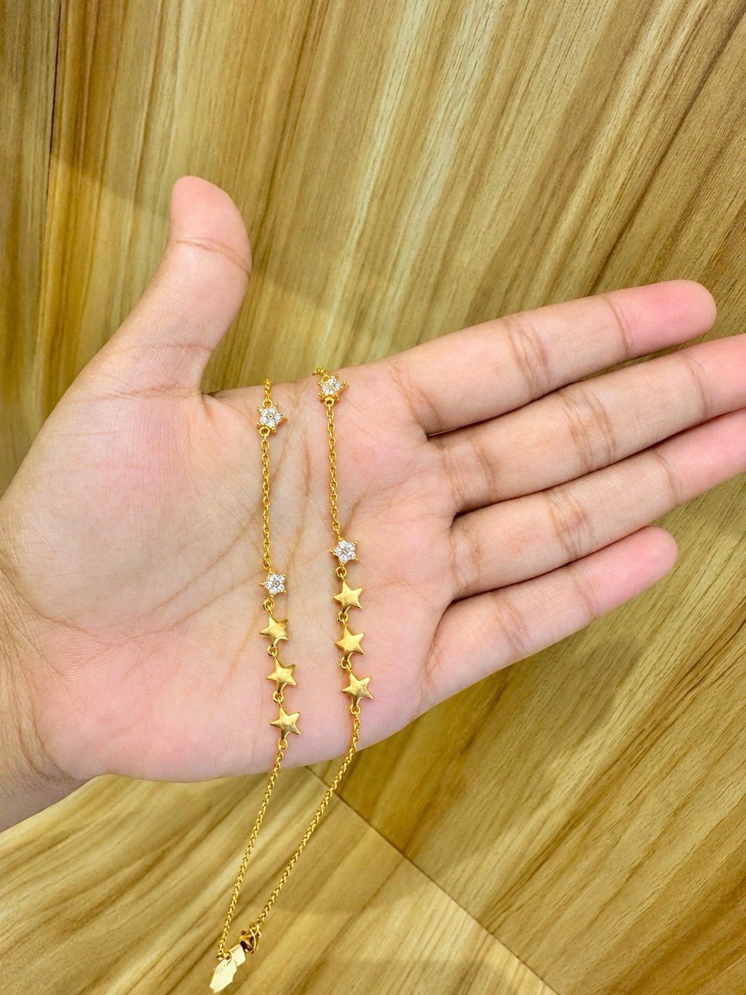 92.5 silver gold plated star adjustable anklets