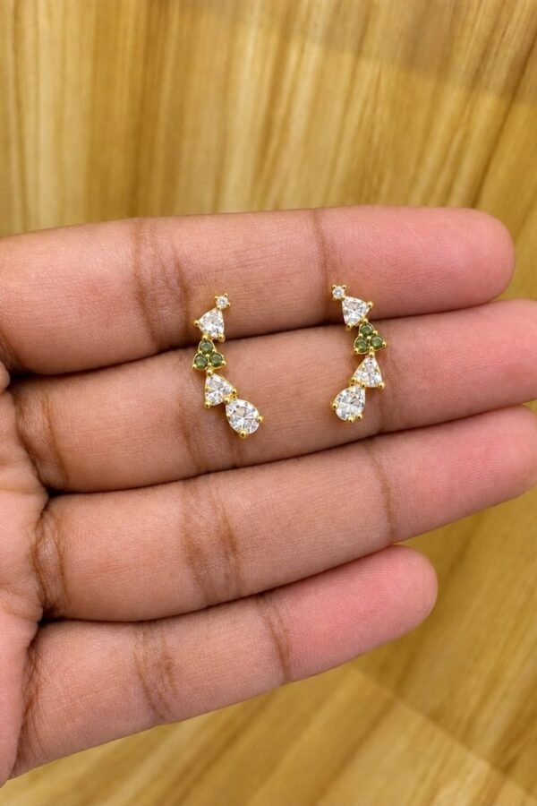 92.5 silver gold plated green stoned helix stud- South screw