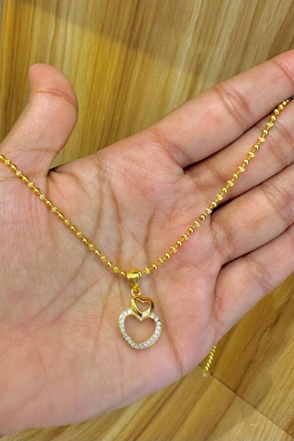 92.5 Silver gold plated Heart Pendant chain