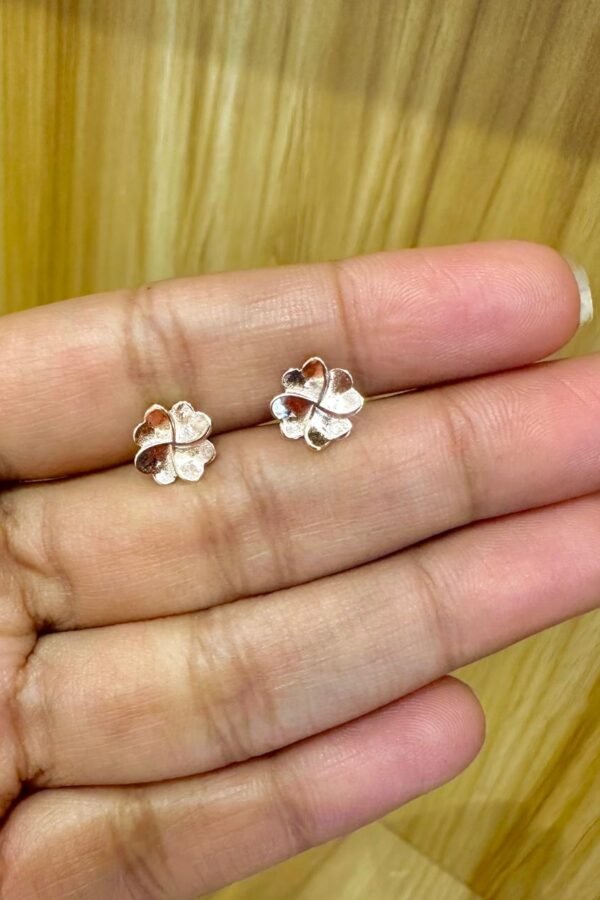 92.5 silver Rose gold plated floral stud- South screw