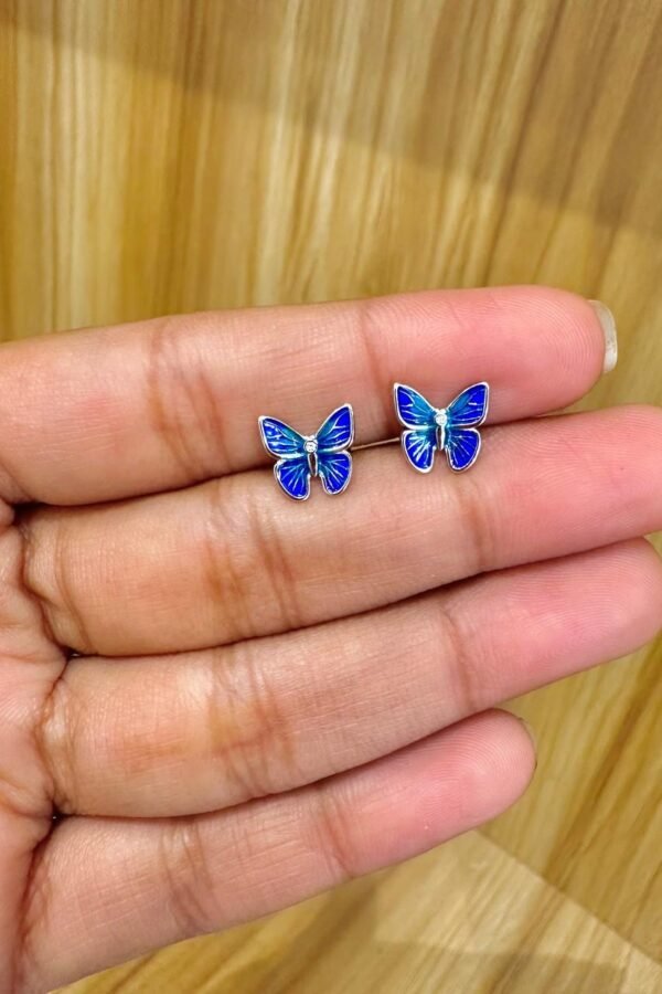 92.5 Silver blue butterfly stud - South screw