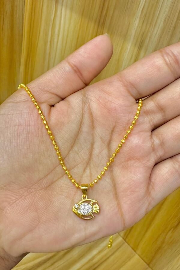 92.5 Silver Gold plated Fish Pendant chain